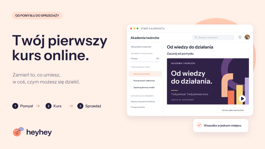 Jak stworzyć kurs online? Od pomysłu do pierwszej sprzedaży w heyhey.pl